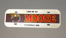 Vintage Moose Lodge 619 Steubenville, Ohio Plastic Vanity License Plate Sign