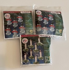 The Beadery Ornament Christmas Craft Kits Lot Of 3. Two Snowman One Candle Set