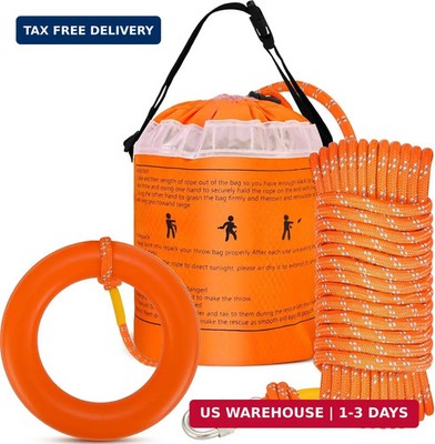 Ziopetru Water Rescue Throw Line Bag - 50FT Reflective Throw Rope, Quick Dry Oxf
