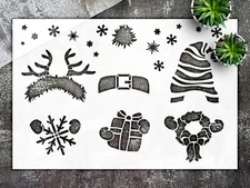 Christmas Gnome Embellishment Wall Art Reusable Plastic Stencil - StencilAir