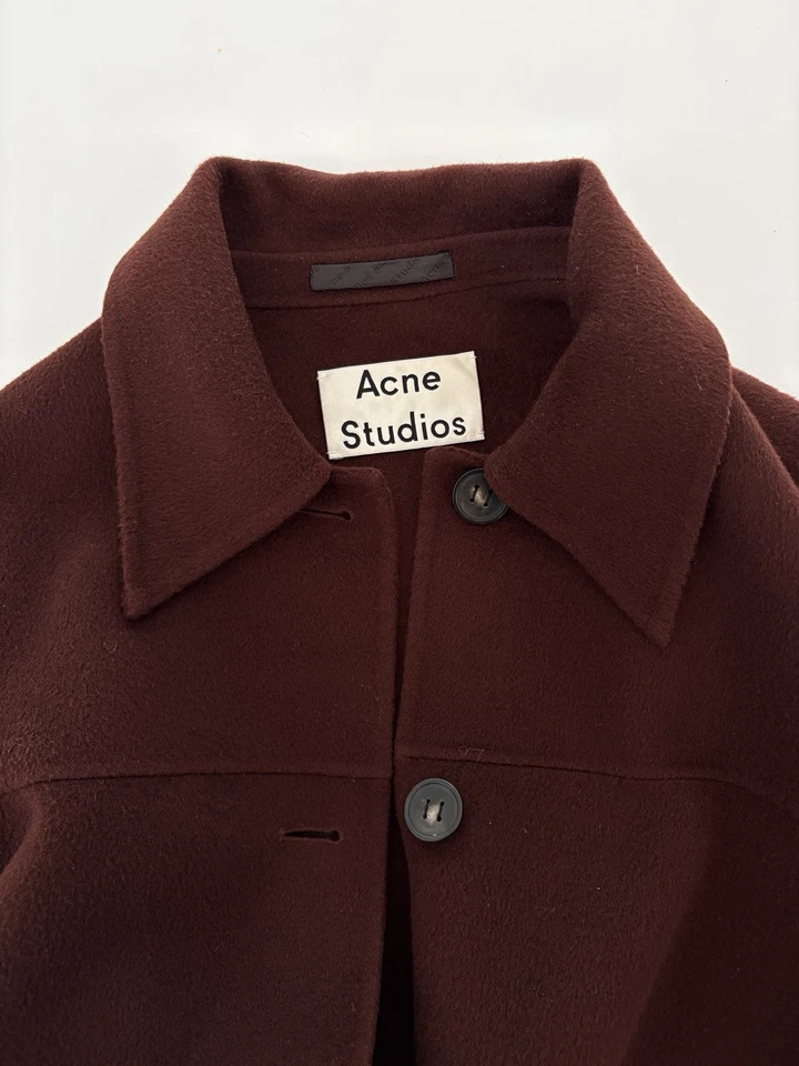 ACNE STUDIOS Wool Shirt Jacket In Maroon Red | Retail $1050 | Sz 36 - Image 3 of 4
