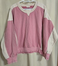 Easel Hrand Pink Color Block Crew Neck Sweats...
