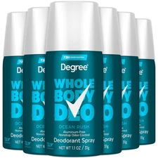 Degree Whole Body Deo Spray, Ocean Rush 6-Pack – Aluminum-Free Deodorant for Men