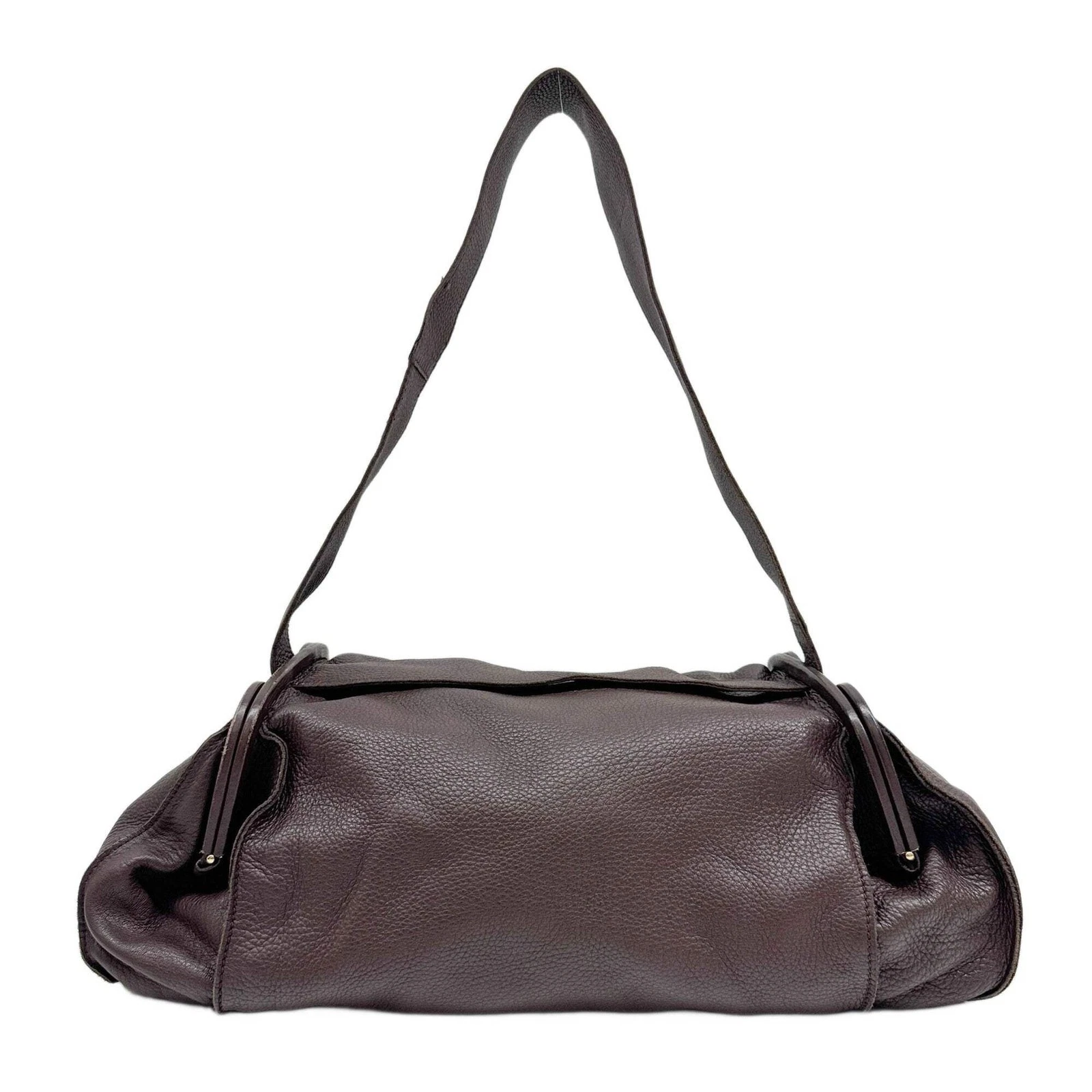 Bottega Veneta — BOTTEGA VENETA Clasp Pockets Brown Leather Shoulder Bag