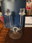 781. Deco Fostoria Nocturne Clear Double Candlestick Holder  — photo 1
