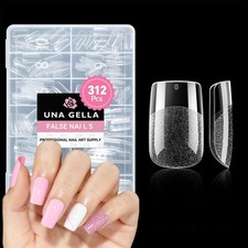 UNA GELLA Short Square Gel Nail Tips: 312pcs Fake 12 Sizes, Clear