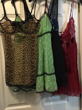 Victoria's Secret Size M Four Nighties Babydoll Lot Sequins Lace