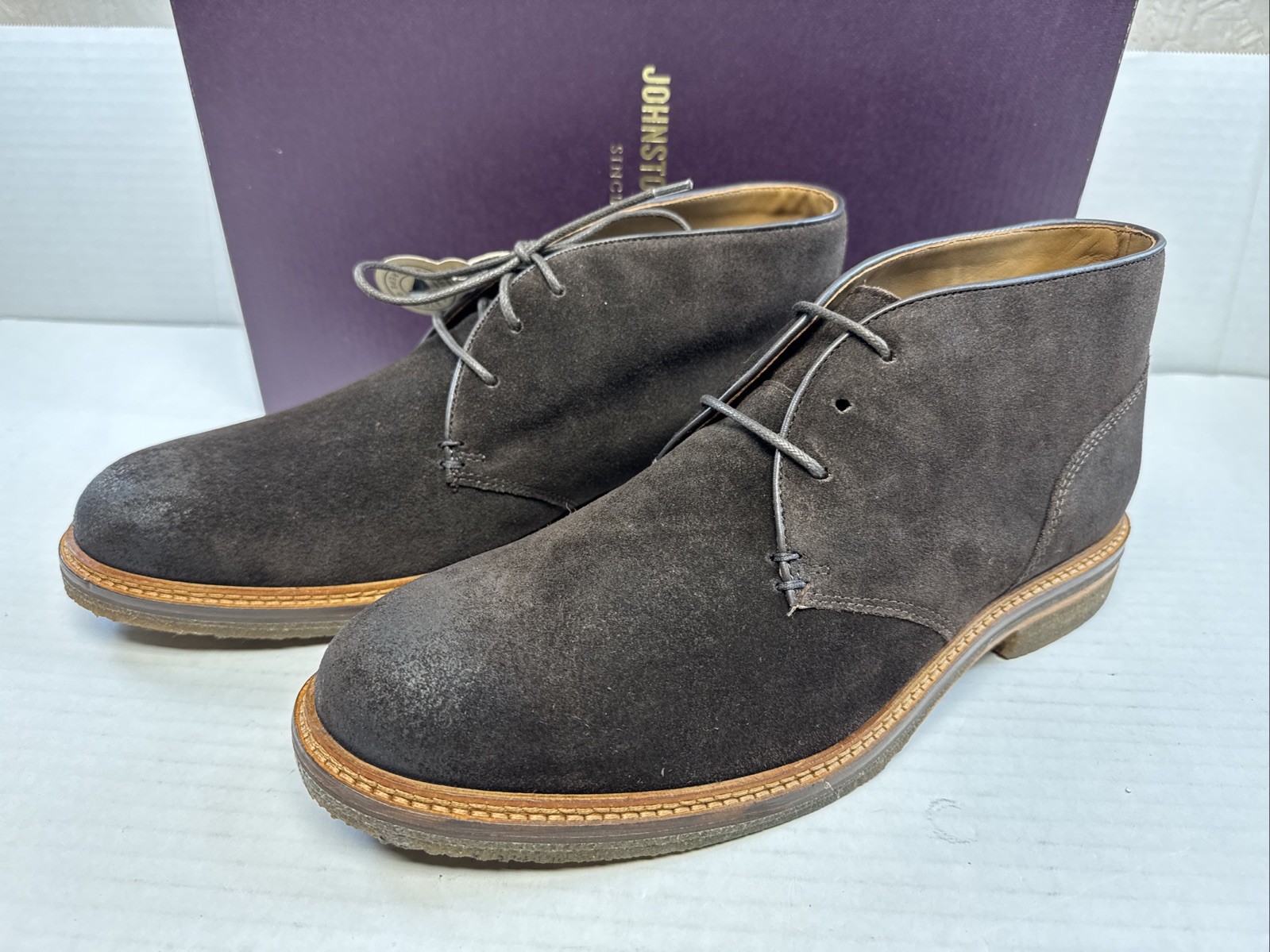 Johnston & Murphy Mens Calder Chukka Leather Boots, Brown Oiled Suede, 9.5 M