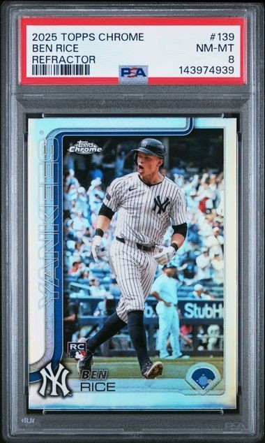 Ben Rice 2025 Topps Chrome Refractor RC #139 PSA 8 NM-MT NY Yankees Rookie