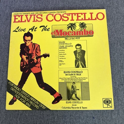 Elvis Costello Live At The El Mocambo Vinyl Record LP Live Promo
