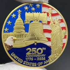 America 250th Anniversary Challenge Coin Statue of Liberty Enamel Coin Souvenir