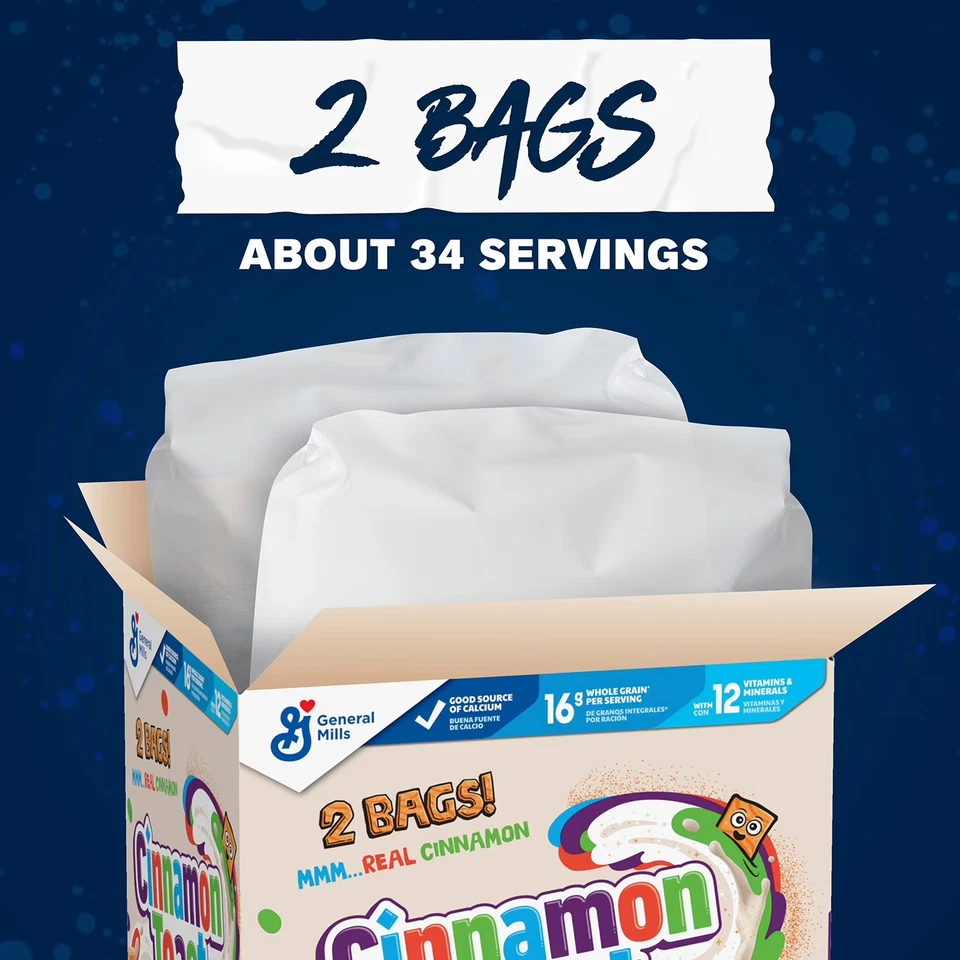Cereal crujiente tostado de canela 49,5 oz - Caja de desayuno crujiente dulce tamaño gigante Foto 4 de 4