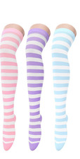 1 pair sexy Women Thigh High Over Knee Striped Socks Long Stockings PICK A COLOR