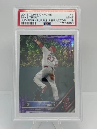 2016 Topps Chrome Refractor #1 - Mike Trout - Jumping - PSA 9 - ser# /275 - SP
