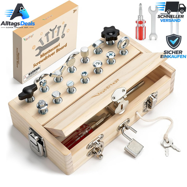 Montessori Spielzeug Motorikspielzeug Holz Schraubendreher Busy Board Ab 3-image
