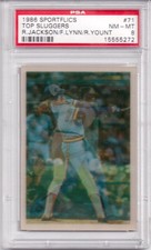 1986 SPORTSFLICS #71  REGGIE JACKSON HOF /LYNN/YOUNT ANGELS PSA NM-MT 8