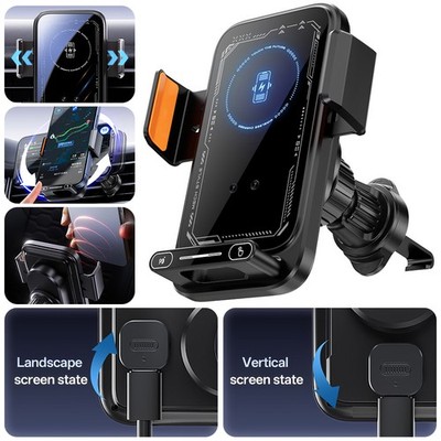 One Touch Rotating Wireless Car Charger Mount Phone Holder Fast Charger for Car