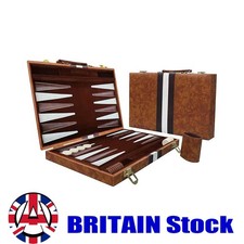 18'' Premium Leather Backgammon Board Game Set for Adults Kids Classic Game UK