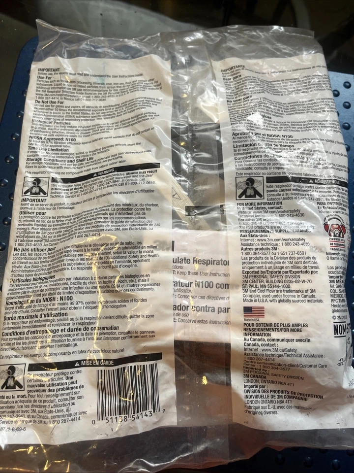 16- 3M 8233 N100 Particulate Respirator Protection Mask Exhalation Valve - Image 2 of 4