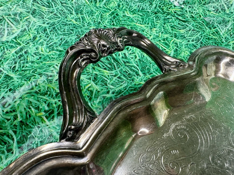 B108 Grande Vintage Leonard Plateado? Bandeja para mayordomos con patas Foto 3 de 4