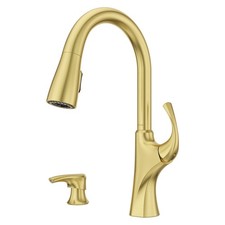 Pfister Miri 2.0 Kitchen Faucet with Pull Down Sprayer and Soap Brushed Gold