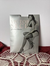 Victoria  s Secret Glamour Sheers Thigh Highs Black Lace Top Small NOS