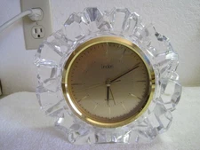 Vintage Linden Glass Quartz Mantle Desk Alarm Clock Gold Tone Japan Made 4RE642