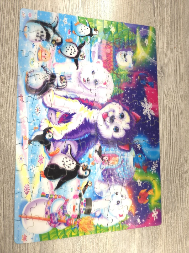 Lisa Frank Super 3D Lenticular 100 Pc Puzzle Polar Bear Penguins Husky Snowman  - Image 2 of 4