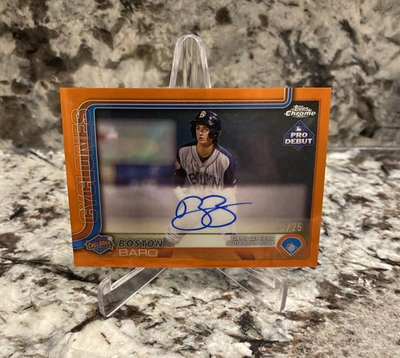 #ad 2025 Topps Pro Debut Chrome Boston Baro Orange Refractor Auto 25 #PDC 98 $9.03