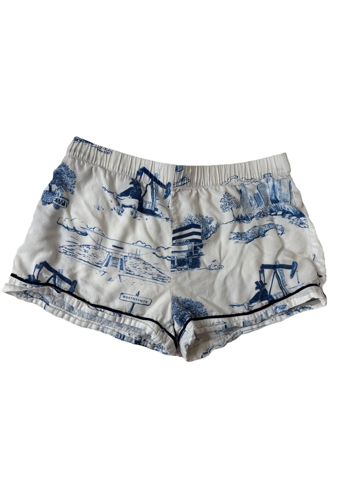 Katie Kime Houston Toile Pajama Shorts, Blue & White, Women’s Size XS
