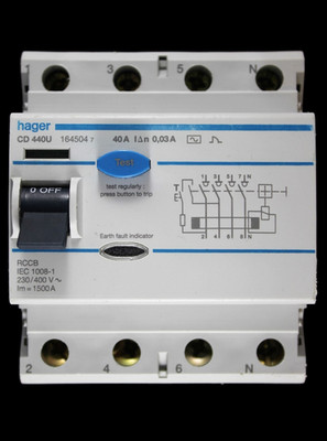 HAGER 40 AMP 30mA VIERPOLIG RCCB RCD TYP AC CD440U 164504