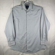 Perry Ellis Premium The Tech Shirt Slim Fit Grey Micro Pattern Mens 16.5 32/33