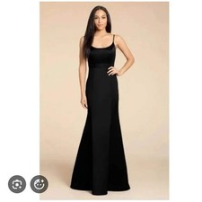 Hayley Paige Dress Womens 10 Occasions Gown Bridesmaid 5915 Black Satin Mermaid