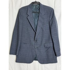 Vintage Levi Strauss & Co Mens Jacket Navy Plaid Wool Blend Made in USA Size 42R