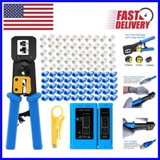 Lightweight Crimping Tool for RJ45, RJ11/RJ12 with 50 Covers Network Tester