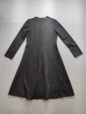 Uniqlo Women Midi Dress L Black Fit & Flare Elegant Winter Zip Up Evening Gown