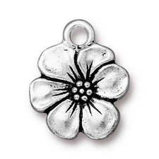 Antiqued Silver Apple Blossom Charm 17x14mm Greece Pewter Large Hole