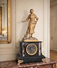 Pendule ancienne signée RANCOULET – “Semailles” – Marbre & régule – État parfait