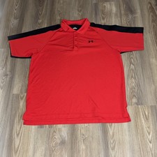 UNDER ARMOUR RED WITH BLACK SIZE XL SHORT SLEEVE POLO SHIRT
