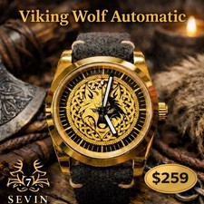 Unknown 36mm Custom engraved Norsk Viking Wolf Automatic Watch NH35