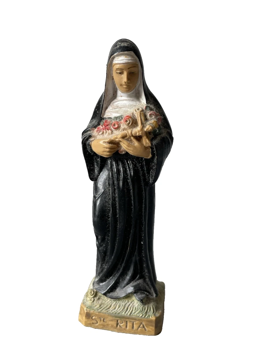 Statue Sainte Rita 30 Cm Peinte à La Main - Résine, Multicolore, Neuve