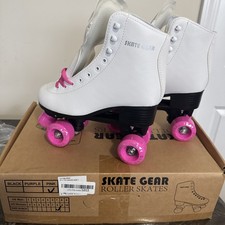 Skate Gear Retro Quad Design Roller Skates - Size Women's 8 - white with pink