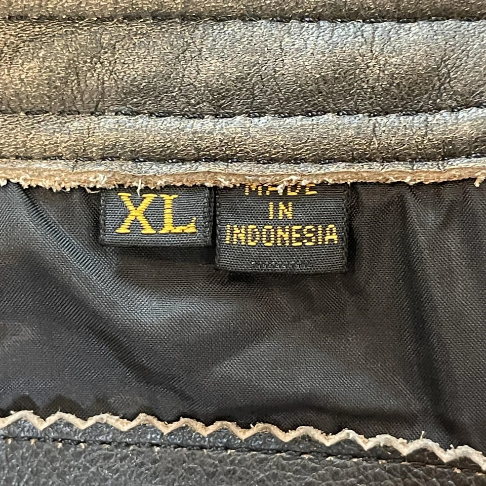 De colección Harley-Davidson Cuero Chaps Hombres XL Negro Motocicleta Cremallera Pierna Cinturón Snap Foto 3 de 4