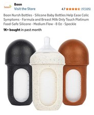 Boon Nursh Silicone Pouch Bottle Medium Flow 3 Bottles 8 oz Each