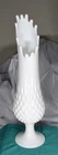 VTG Fenton Milk Glasswhite Hobnail 12.5" Tall Swung Vase MCM 12 Fingers