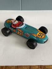 Vintage Tin Plate Litho 55 Green Racing Car Friction Made In Japan