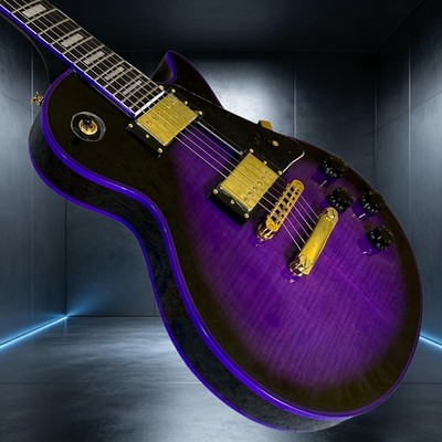 Electric Guitar Purple Color Flame Maple Top  ABR-1 Bridge Custom Guitar