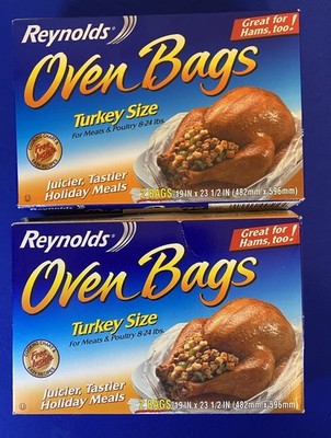 2 Pack Reynolds Turkey Size Oven Bags Holds Up to 24 lbs Vintage New Old Stock
