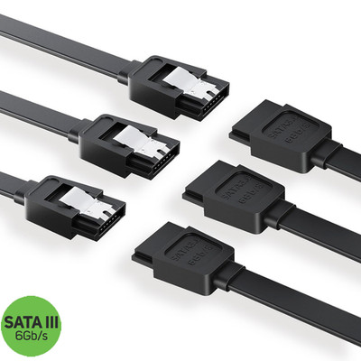 3 Pack 15'' SATA 3 III Cable 6Gbps PC Internal Data Hard Drive Cord SSD HDD Black