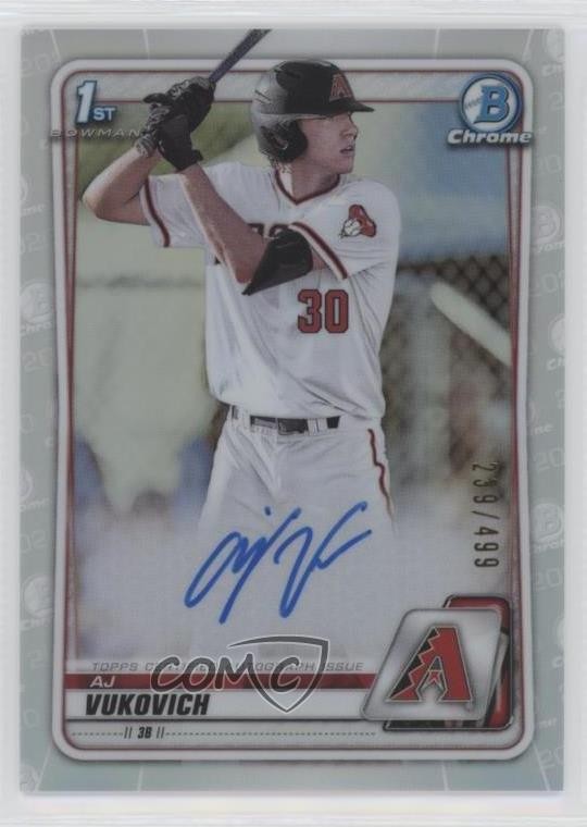 2020 Bowman Draft Chrome Picks Refractor 239/499 AJ Vukovich #CDA-AV Auto 15r3